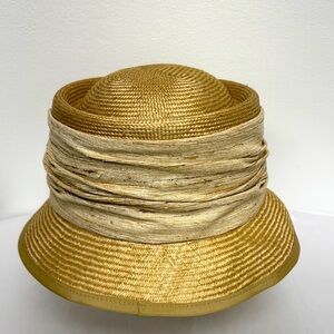 Tan Women's Hat Sandra Phillips London Vintage Burlap Straw